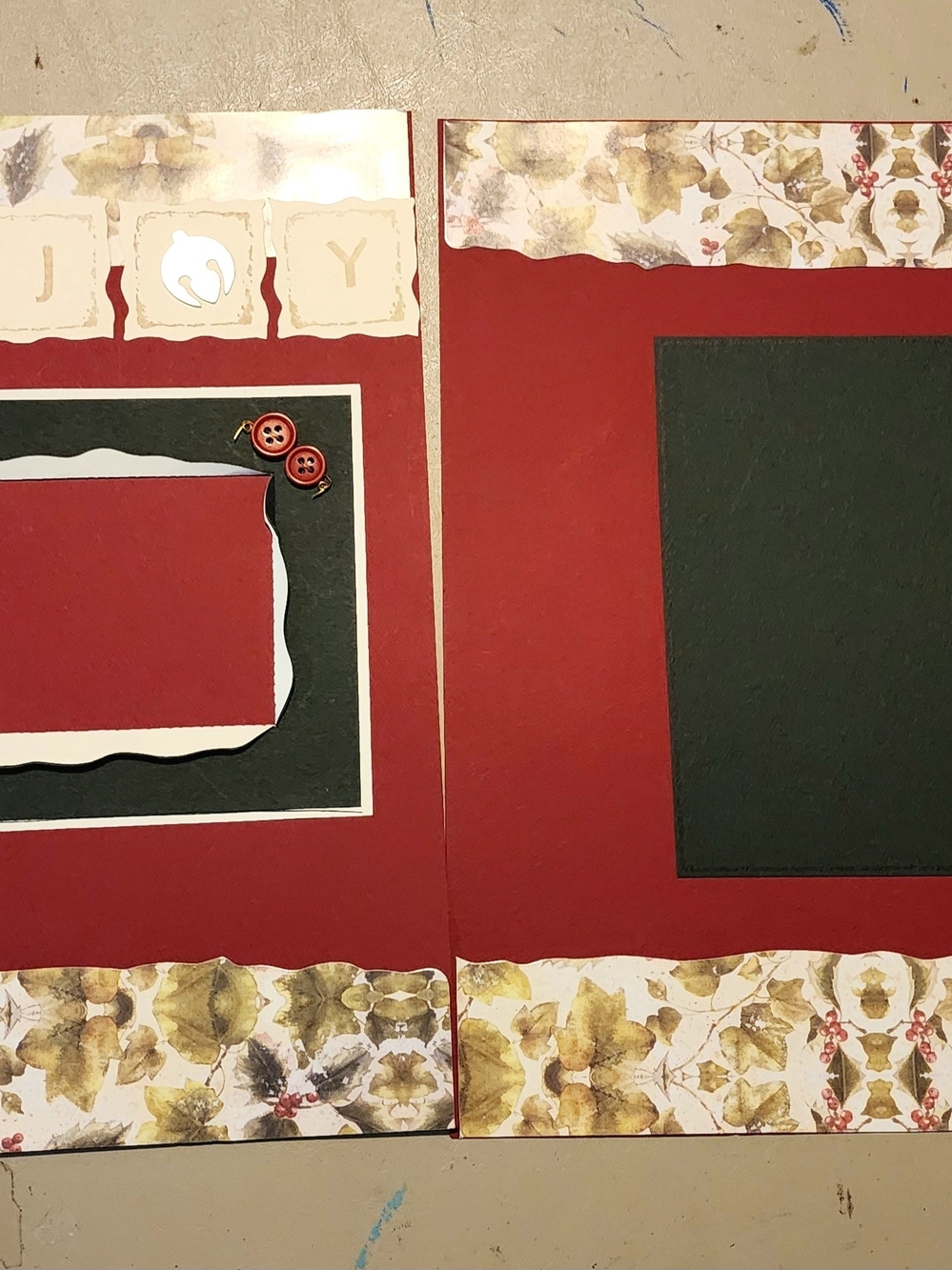Classic Red and Dark Green Holiday Scrapbook 2-page Layout Christmas 12x12